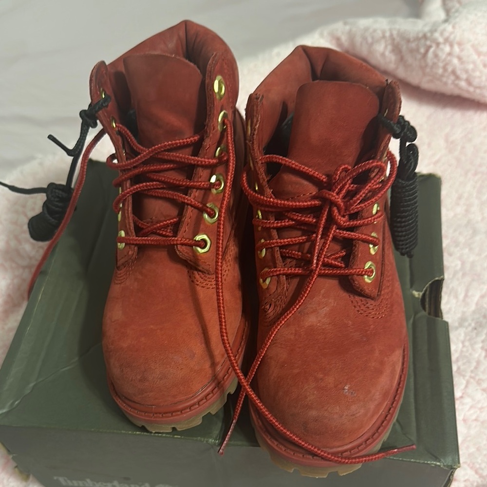 Kids Red Timberland Boots